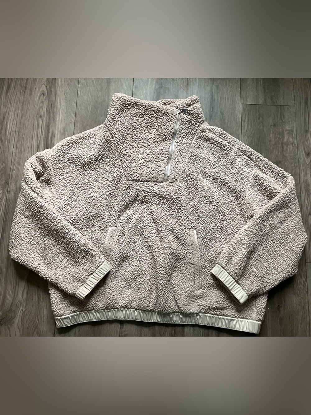 Athleta Sherpa Fleece Quarter Zip Pullover Sweater Beige Women’s XL